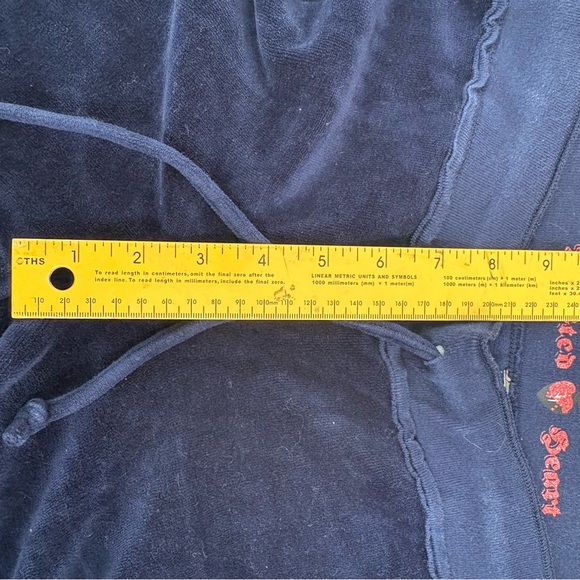 Womens Navy Velour Pants jacket S Set V2K vintage retro outfit twisted heart - Picture 8 of 16